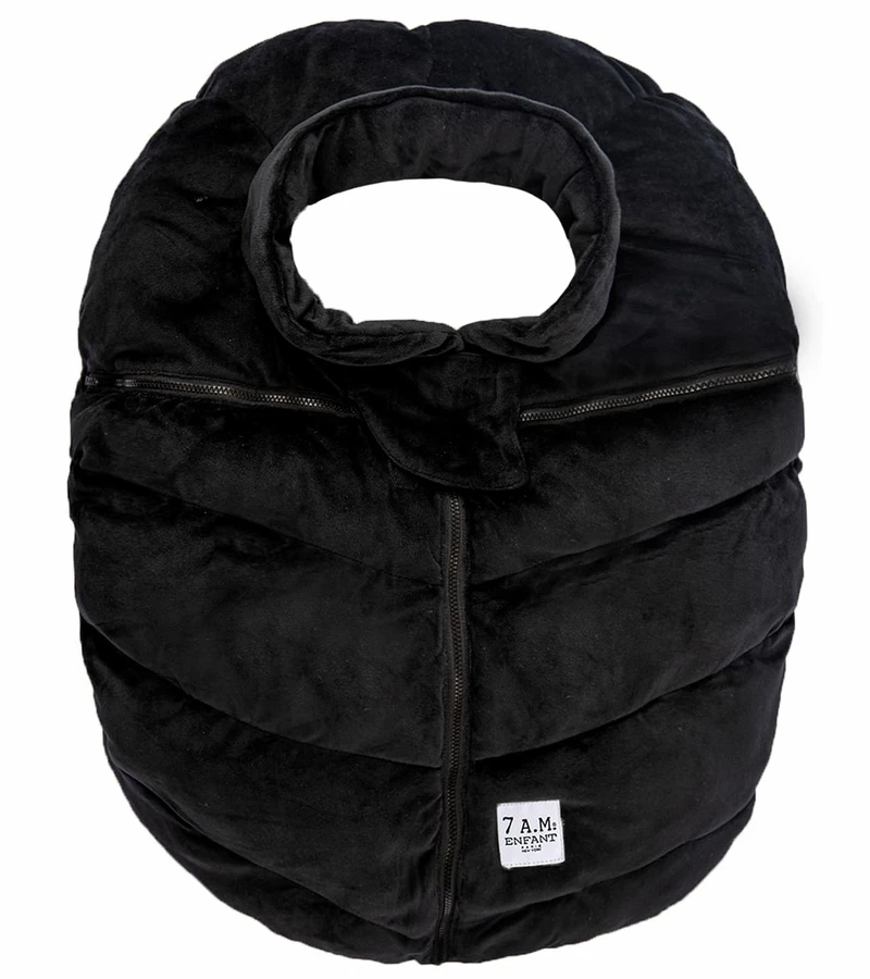 7 A.M. Enfant Cocoon Car Seat Cover - Black Velour 3 7 A.M. Enfant Cocoon Car Seat Cover - Black Velour