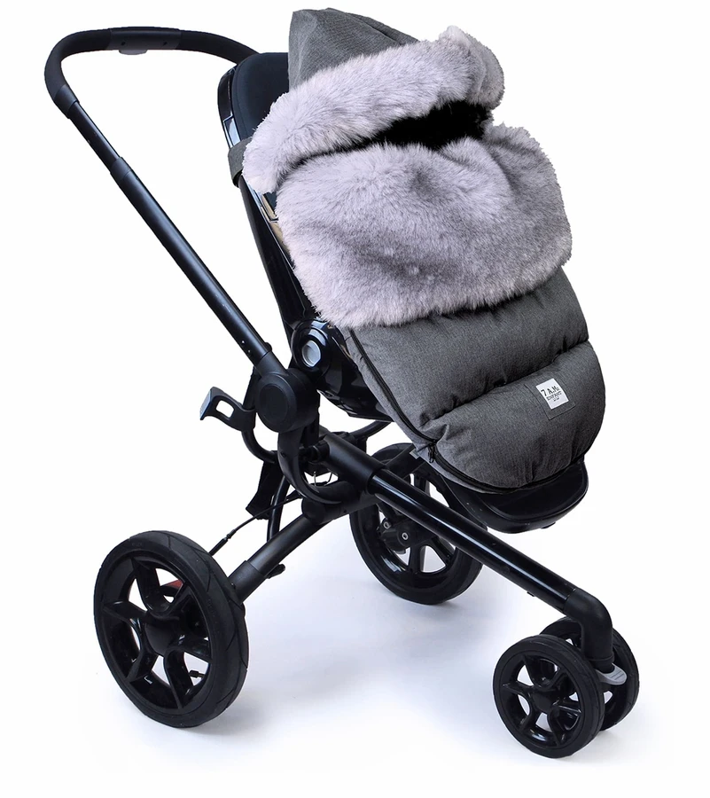 7 A.M. Enfant Plushpod Footmuff - Tundra - Heather Grey Dark - Arctic Faux Fur (18m-3T) 4 7 A.M. Enfant Plushpod Footmuff - Tundra - Heather Grey Dark - Arctic Faux Fur (18m-3T) - Image 2