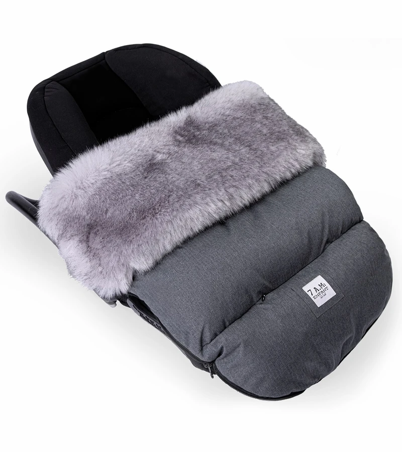 7 A.M. Enfant Plushpod Footmuff - Tundra - Heather Grey Dark - Arctic Faux Fur (18m-3T) 5 7 A.M. Enfant Plushpod Footmuff - Tundra - Heather Grey Dark - Arctic Faux Fur (18m-3T) - Image 3