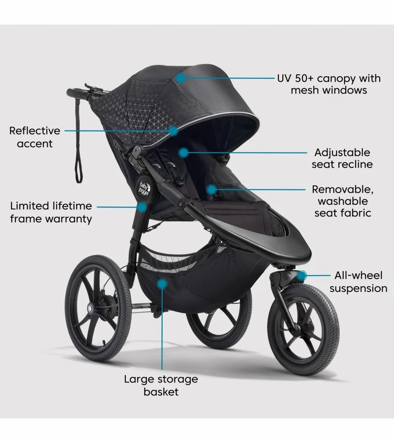 Baby Jogger Summit X3 Single Jogging Stroller - Midnight Black 8 Baby Jogger Summit X3 Single Jogging Stroller - Midnight Black - Image 6