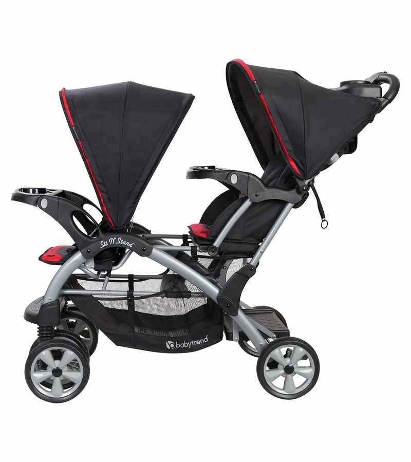 Baby Trend Sit N' Stand Double Stroller - Optic Red 4 Baby Trend Sit N' Stand Double Stroller - Optic Red - Image 2