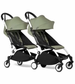 Babyzen YOYO Connect Double Stroller 6+ / 6+ Bundle - White / Olive