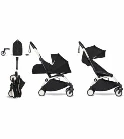 Babyzen YOYO2 Ultra Compact Complete 0+/6+ Stroller & Rolling Bag Bundle - White/Black