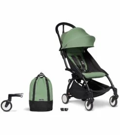 Babyzen YOYO2 Ultra Compact Complete 6+ Stroller & Rolling Bag Bundle - Black/Peppermint