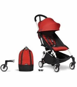 Babyzen YOYO2 Ultra Compact Complete 6+ Stroller & Rolling Bag Bundle - White/Red