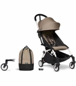 Babyzen YOYO2 Ultra Compact Complete 6+ Stroller & Rolling Bag Bundle - White/Taupe