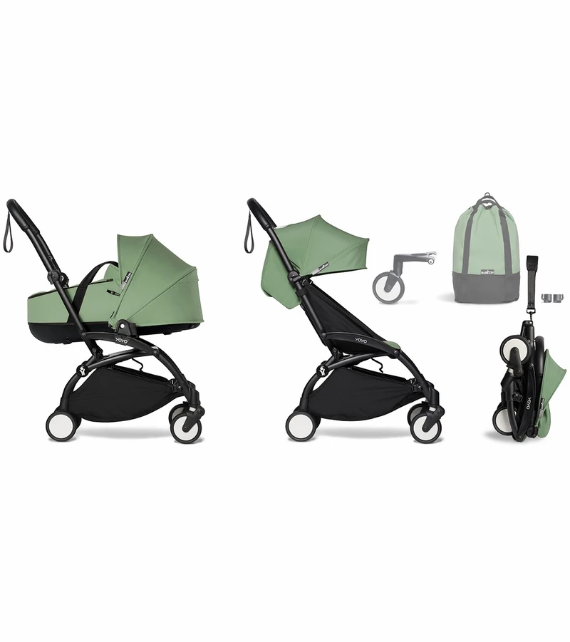 Babyzen YOYO2 Ultra Compact Complete 6+ Stroller With Bassinet & Rolling Bag Bundle - Black/Peppermint 3 Babyzen YOYO2 Ultra Compact Complete 6+ Stroller With Bassinet & Rolling Bag Bundle - Black/Peppermint