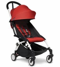 Babyzen YOYO2 Ultra Compact Complete 6+ Stroller & Rolling Bag Bundle - White/Red -Graco Store babyzen yoyo2 ultra compact complete 6 stroller with bassinet rolling bag bundle white red 79