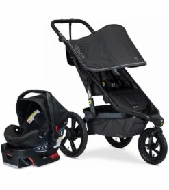 BOB Alterrain Jogging Stroller + Britax B-Safe Ultra Gen1 Infant Car Seat Travel System Bundle - Melange Black/Midnight