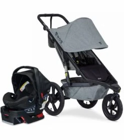 BOB Alterrain Jogging Stroller + Britax B-Safe Ultra Gen1 Infant Car Seat Travel System Bundle - Melange Gray/Midnight