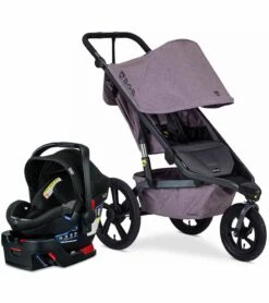 BOB Alterrain Jogging Stroller + Britax B-Safe Ultra Gen1 Infant Car Seat Travel System Bundle - Melange Lilac/StayClean Gray