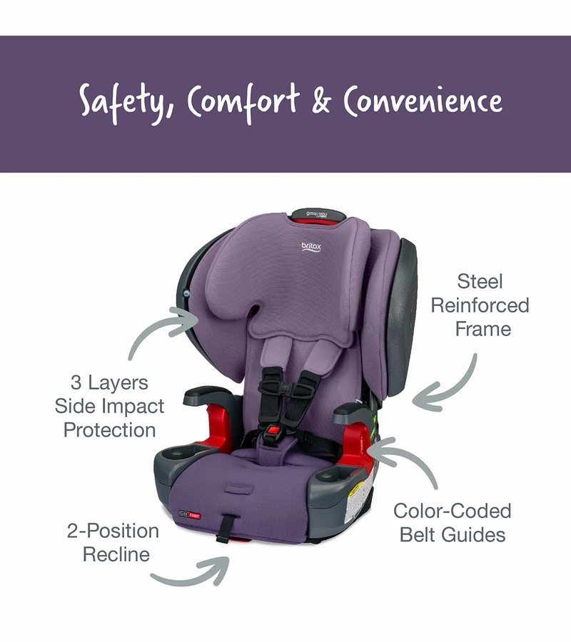 Britax Grow With You ClickTight Plus Harness Booster Car Seat - Purple Ombre 5 Britax Grow With You ClickTight Plus Harness Booster Car Seat - Purple Ombre - Image 3