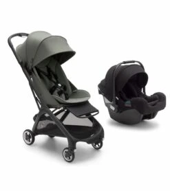 Bugaboo Butterfly + Turtle One Travel System - Black / Forest Green / Black