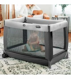 Chicco Lullaby Zip All-in-One Portable Playard - Driftwood -Graco Store chicco lullaby zip all in one portable playard driftwood 206
