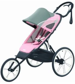 Cybex AVI Jogging Stroller Bundle - Black Frame + Silver Pink Seat Pack