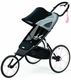 Cybex AVI Jogging Stroller Bundle - Black/Pink Frame + All Black Seat Pack