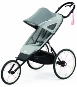 Cybex AVI Jogging Stroller Bundle - Black/Pink Frame + Medal Grey Seat Pack