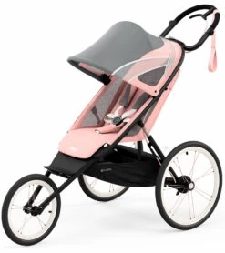 Cybex AVI Jogging Stroller Bundle - Black/Pink Frame + Silver Pink Seat Pack