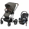 Cybex Balios S Lux Full Size Stroller + Aton 2 SensorSafe Travel System Bundle - Soho Grey / Lavastone Black