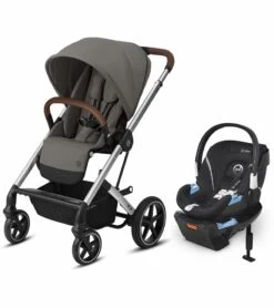 Cybex Balios S Lux Full Size Stroller + Aton 2 SensorSafe Travel System Bundle - Soho Grey / Lavastone Black