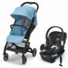 Cybex Beezy 2 Compact Stroller + Aton 2 SensorSafe Travel System Bundle - Beach Blue / Lavastone Black -Graco Store cybex beezy 2 compact stroller aton 2 sensorsafe travel system bundle beach blue lavastone black 131