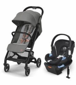 Cybex Beezy 2 Compact Stroller + Aton 2 SensorSafe Travel System Bundle - Lava Grey / Lavastone Black
