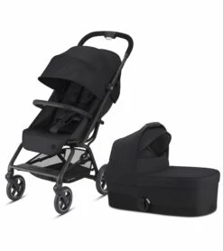 Cybex Eezy S+ 2 Compact Stroller + Cot S Bundle - Deep Black / Deep Black