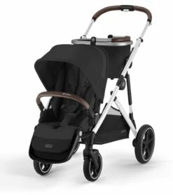Cybex Gazelle S 2 Stroller + Cot Bundle - Silver Frame / Moon Black -Graco Store cybex gazelle s 2 cot aton 2 travel system bundle taupe frame sky blue lavastone black 50