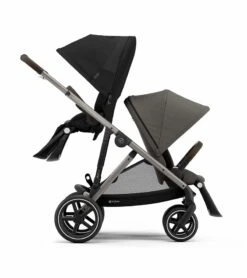 Cybex Gazelle S Double Stroller Bundle - Soho Grey / Moon Black (Taupe Frame)