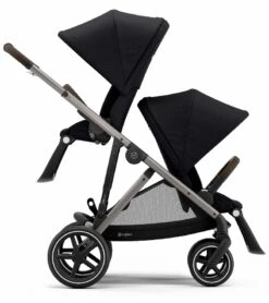 Cybex Gazelle S Single-to-Double Stroller - Deep Black (Taupe Frame) -Graco Store cybex gazelle s stroller cot deep black taupe frame 40