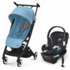 Cybex Libelle 2 Compact Stroller + Aton 2 SensorSafe Travel System Bundle - Beach Blue / Lavastone Black -Graco Store cybex libelle 2 compact stroller aton 2 sensorsafe travel system bundle beach blue lavastone black 144
