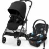 Cybex Melio Carbon + Aton 2 Travel System Bundle - Deep Black / Lavastone Black -Graco Store cybex melio carbon aton 2 travel system bundle deep black lavastone black 142