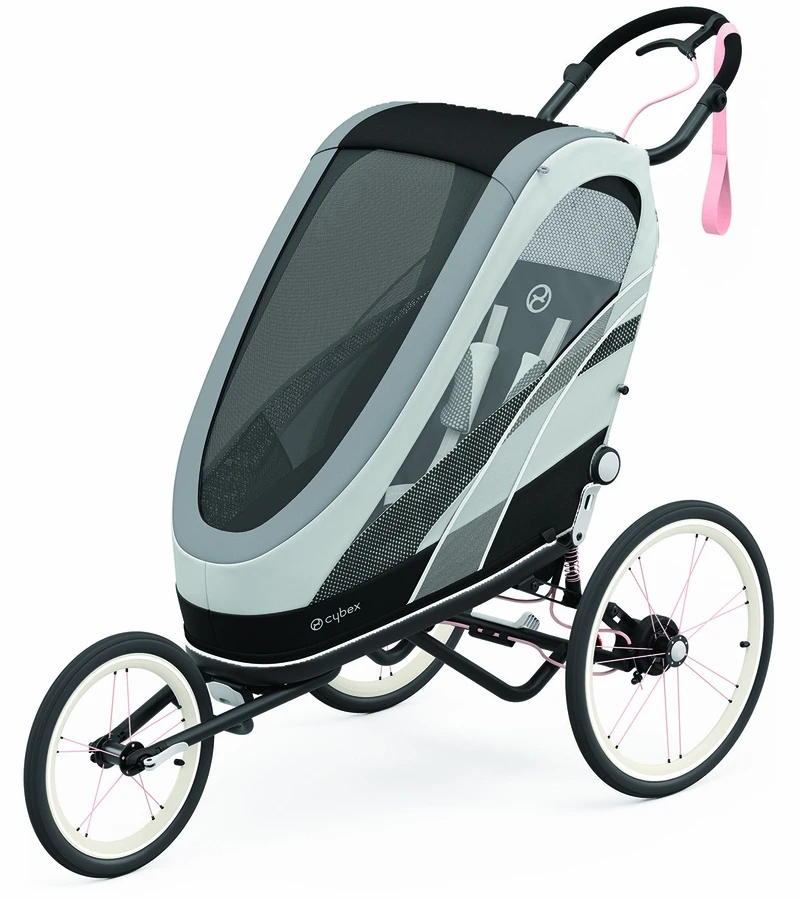 Cybex Zeno Multisport Trailer Bundle - Black/Pink Frame + Medal Grey Seat Pack 3 Cybex Zeno Multisport Trailer Bundle - Black/Pink Frame + Medal Grey Seat Pack