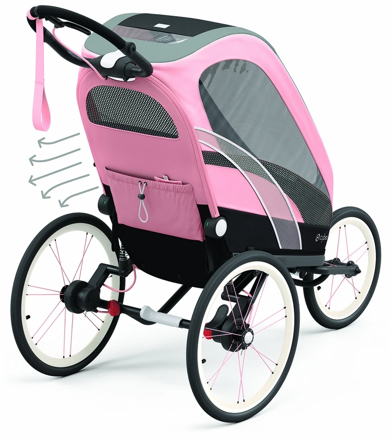 Cybex Zeno Multisport Trailer Bundle - Black/Pink Frame + Medal Grey Seat Pack 6 Cybex Zeno Multisport Trailer Bundle - Black/Pink Frame + Medal Grey Seat Pack - Image 4