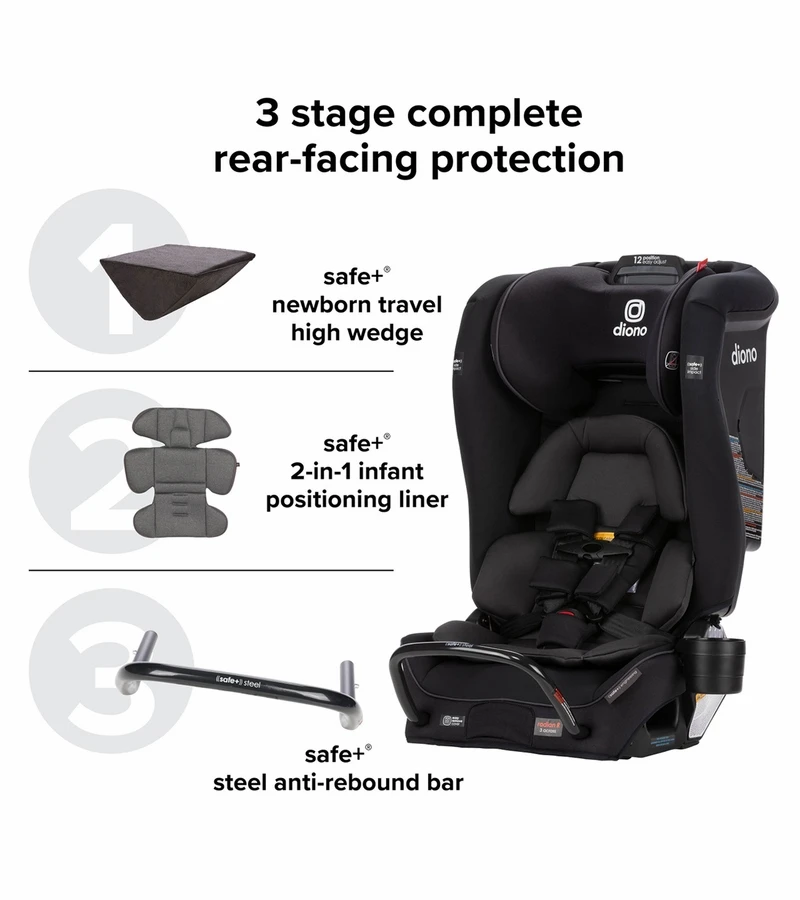 Diono Radian 3 RXT Safe+ Narrow All-in-One Convertible Car Seat - Black Jet 5 Diono Radian 3 RXT Safe+ Narrow All-in-One Convertible Car Seat - Black Jet - Image 3