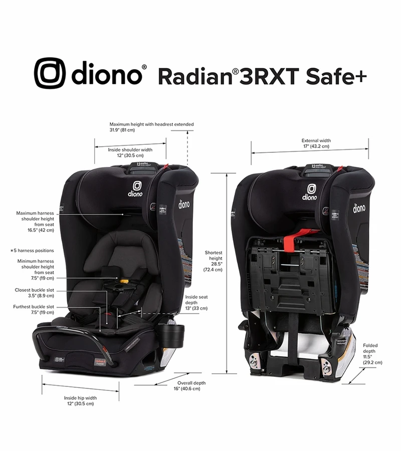 Diono Radian 3 RXT Safe+ Narrow All-in-One Convertible Car Seat - Black Jet 7 Diono Radian 3 RXT Safe+ Narrow All-in-One Convertible Car Seat - Black Jet - Image 5
