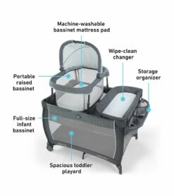 Graco Pack 'n Play Day2Dream Travel Bassinet Playard - Alaska -Graco Store graco pack n play day2dream travel bassinet playard alaska 152