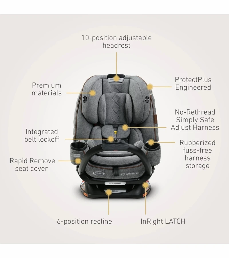 Graco Premier 4Ever DLX Extend2Fit 4-in-1 Convertible Car Seat With Anti-Rebound Bar - Savoy 7 Graco Premier 4Ever DLX Extend2Fit 4-in-1 Convertible Car Seat With Anti-Rebound Bar - Savoy - Image 5