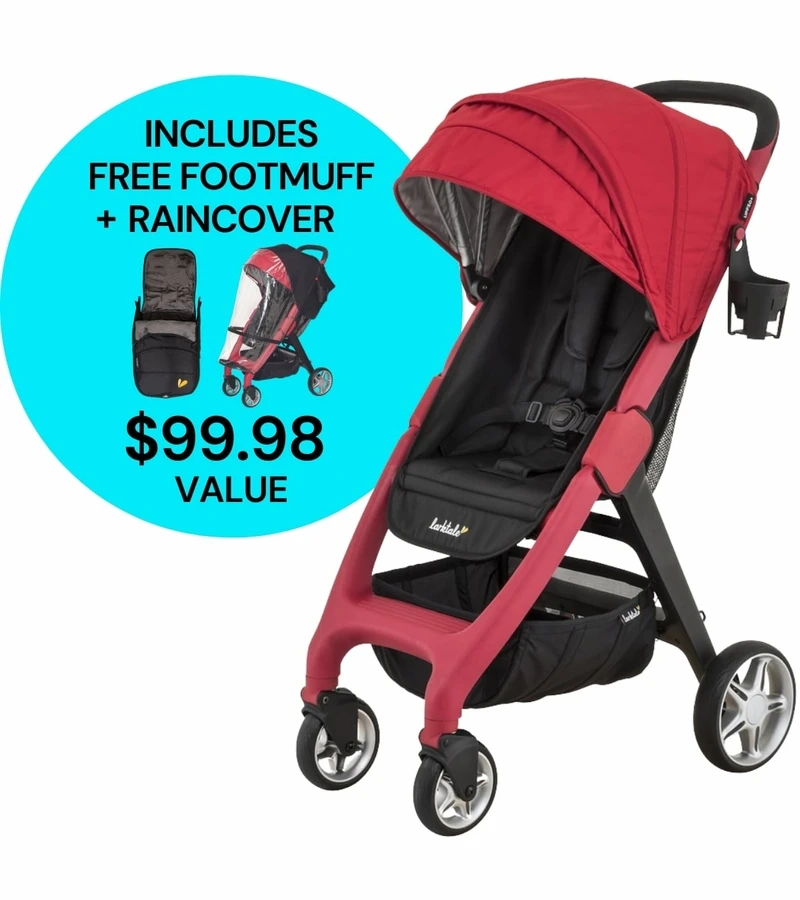 Larktale Chit Chat Compact Stroller Winter Bundle - Barossa Red / Black 3 Larktale Chit Chat Compact Stroller Winter Bundle - Barossa Red / Black