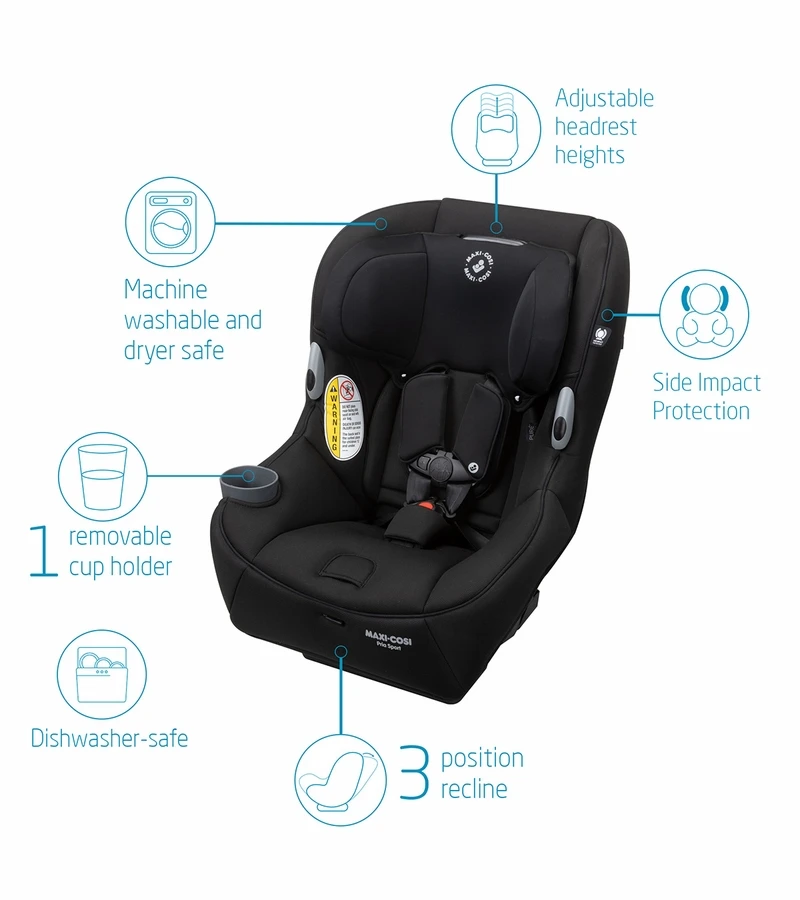 Maxi-Cosi Pria Sport 2-in-1 Convertible Car Seat - Midnight Black (PureCosi) 4 Maxi-Cosi Pria Sport 2-in-1 Convertible Car Seat - Midnight Black (PureCosi) - Image 2