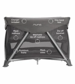 Nuna SENA Aire Playard With Zip-Off Bassinet + Changer (One Box) - Granite -Graco Store nuna sena aire playard with zip off bassinet changer one box granite 181
