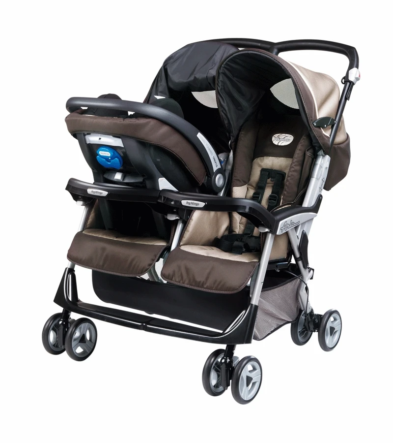 Peg Perego Aria Twin 60/40 Double Stroller In Java 4 Peg Perego Aria Twin 60/40 Double Stroller In Java - Image 2
