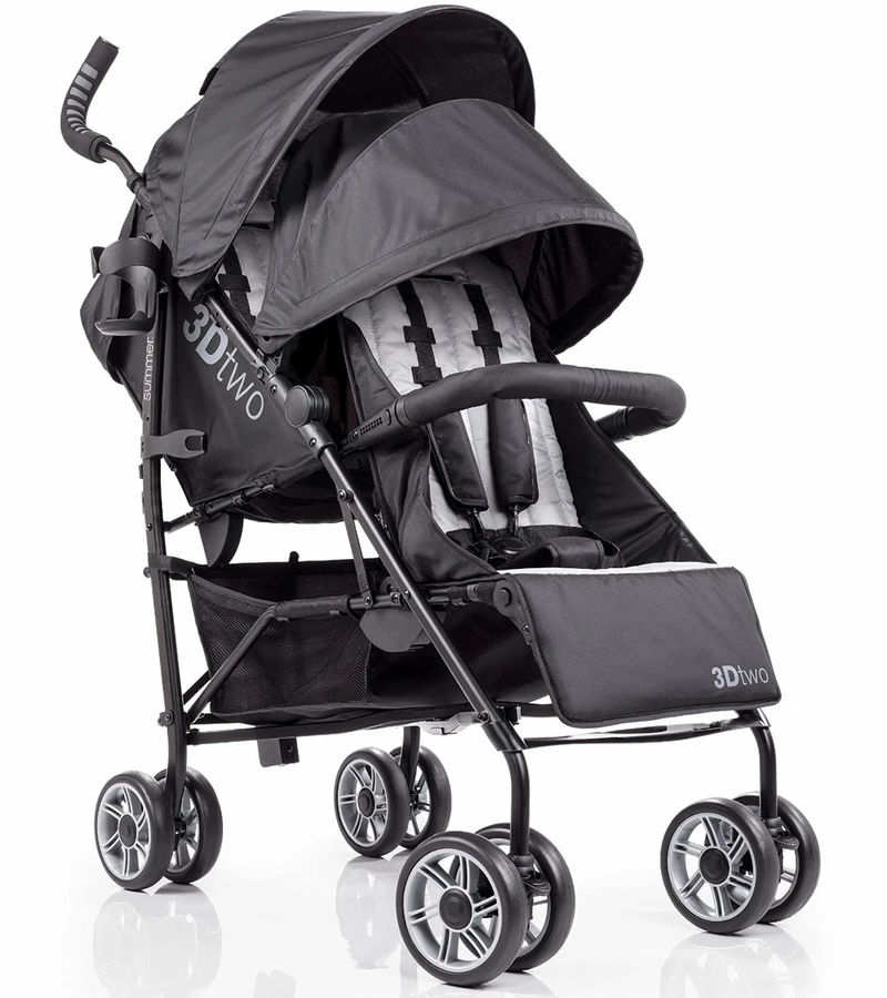 Summer Infant 3Dtwo Double Stroller - Black/Gray 3 Summer Infant 3Dtwo Double Stroller - Black/Gray