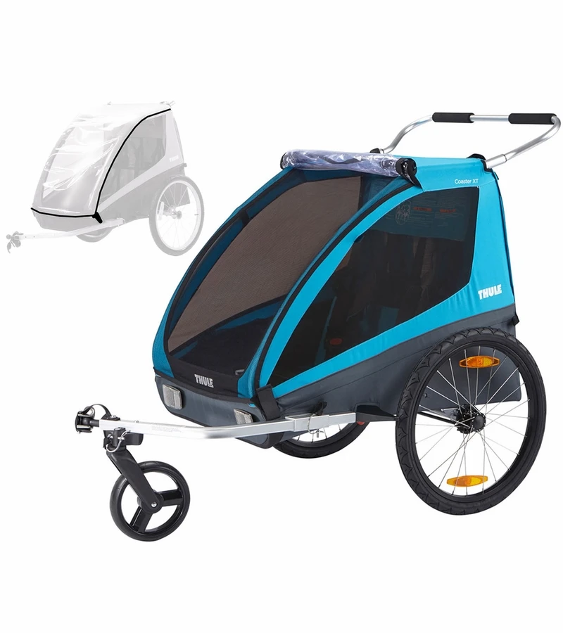 Thule Coaster XT Bicycle Trailer + Rain Cover Bundle - Blue 3 Thule Coaster XT Bicycle Trailer + Rain Cover Bundle - Blue
