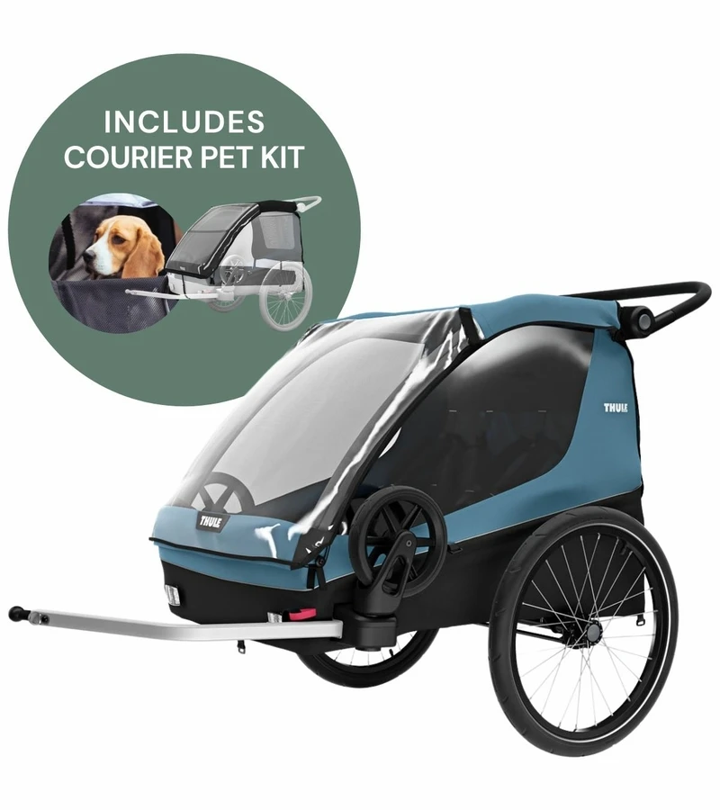 Thule Courier Bicycle Trailer + Pet Kit Bundle - Aegean Blue 3 Thule Courier Bicycle Trailer + Pet Kit Bundle - Aegean Blue