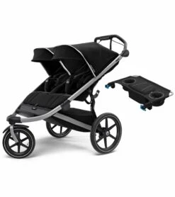Thule Urban Glide 2 Double Jogging Stroller + Organizer Sport Double Bundle - Jet Black
