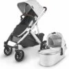 UPPAbaby Vista V2 Single-to-Double Stroller - Bryce (White Marl/Silver/Chestnut Leather) -Graco Store uppababy vista v2 single to double stroller bryce white marl silver chestnut leather 38