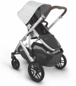 UPPAbaby Vista V2 Single-to-Double Stroller - Bryce (White Marl/Silver/Chestnut Leather) -Graco Store uppababy vista v2 single to double stroller bryce white marl silver chestnut leather 40