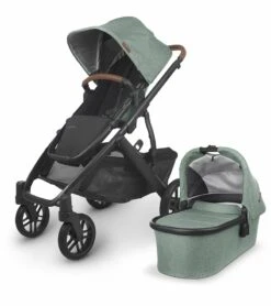 UPPAbaby VISTA V2 Single-to-Double Stroller - Gwen (Green Melange / Carbon / Saddle Leather)